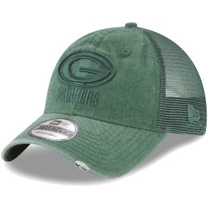 Men's Green Bay Packers New Era Green Tonal Washed Trucker 9TWENTY Adjustable Snapback Hat 2934505